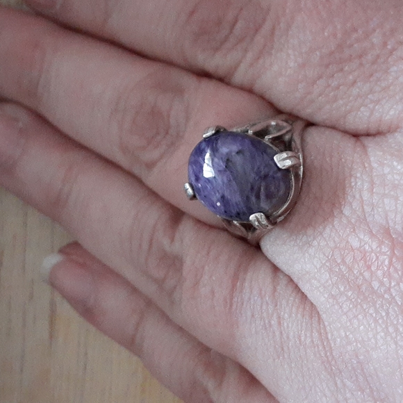 Sterling Silver Charoite Gemstone Ring T100 - Picture 5 of 14